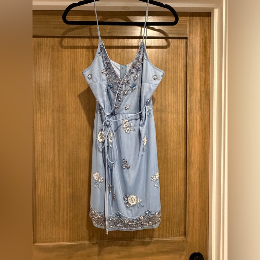 Altar’d State Beaded Elegant Blue Embroidered Dress